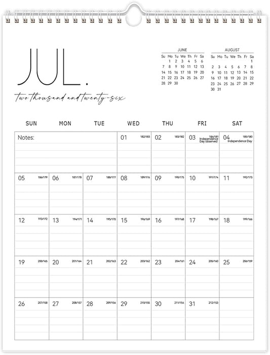 Guasslee Wall Calendar 2026-2027, Vertical Calendar Wall 2026, Jun. 2026-Dec. 2027, 19-Month Paper Calendar Spiral Bound, Monthly Planner Wall for Office School Home Easy Organizing, 14” X 11”