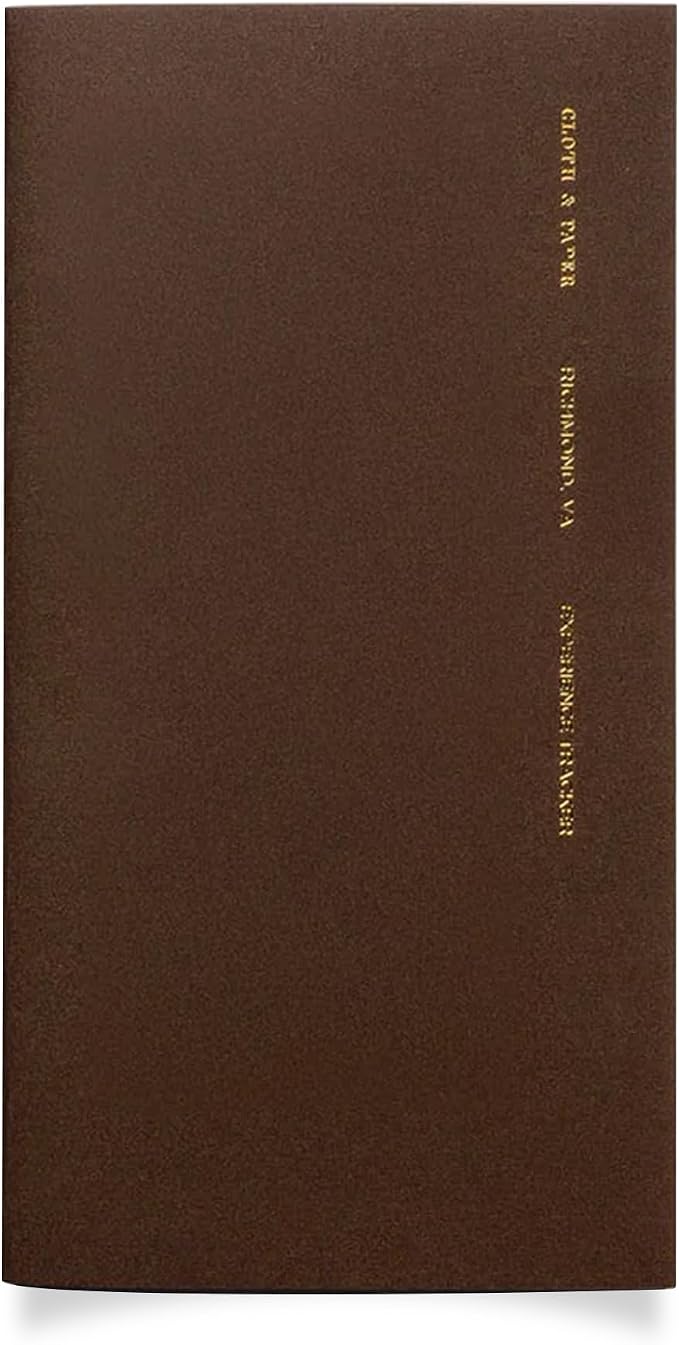 Cloth & Paper Travel Notebook | Experience Journal Tracker – Walnut | Pocket Plus Travel Journal Notebook 3.2" x 6" | Experience Log for Restaurants, Travel, Places & Activities – Soft Touch Cover