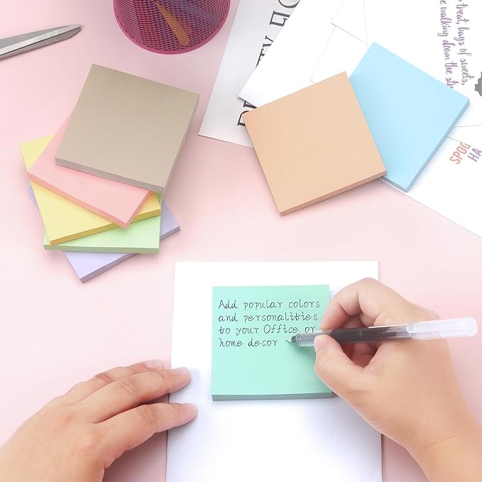 OSBOO Sticky Notes 3x3 Inch 8 Pack Pastel Colors, 80 Sheets/Pad | Soft Pastel Colors Self-Stick Notes Pads Bluk, 640 Sheets Total, Perfect for Daily Reminders, Study Notes, and Office Memos