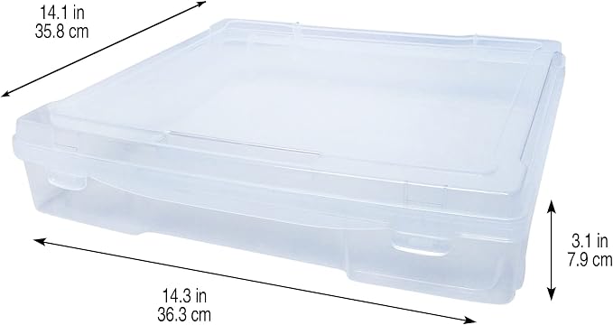 Generic 12” x 12” Plastic Scrapbook Storage Case by Simply Tidy - Portable Case for Documents, Papers, Sewing, Crafts - Clear, Bulk 12 Pack
