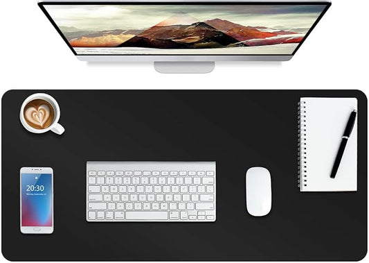 Boutilon Leather Desk Pad Protector,Non-Slip Mouse Pad,Laptop Desk Pad,Office Mouse Mat,Waterproof Leather Desk Blotter,Desk Writing Pad for Office and Home (S-Black,24"x 14")