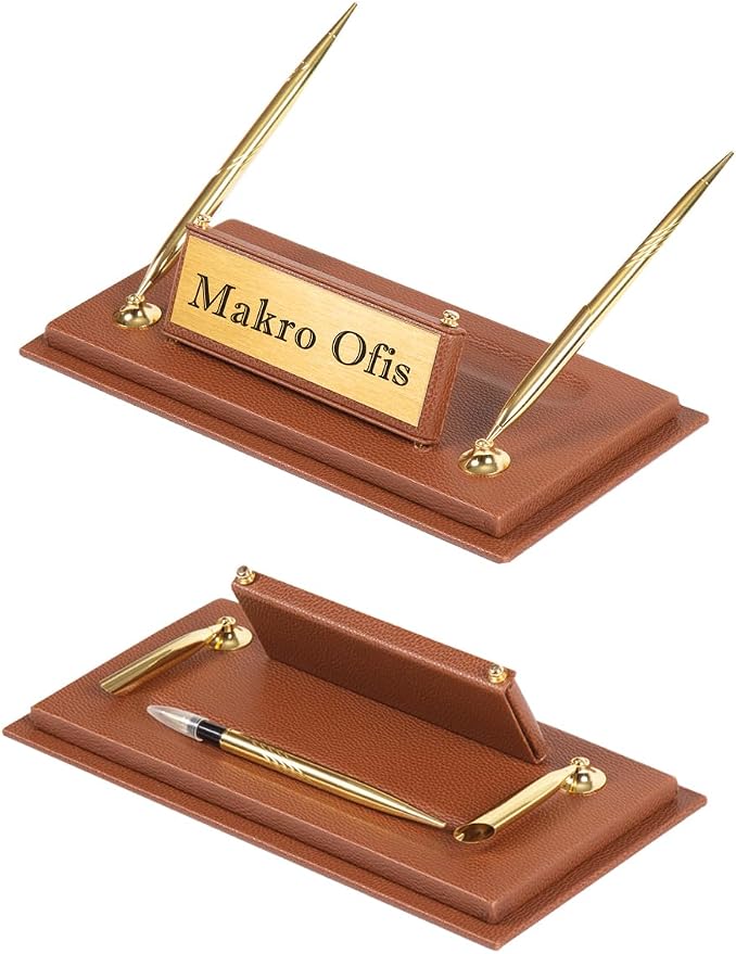 Galaxy Bonded Leather Executive Desk Set – 12-Piece Luxury Desk Organizer with Desk Mat, Double Document Rack, Name Plate, Pens & Office Accessories