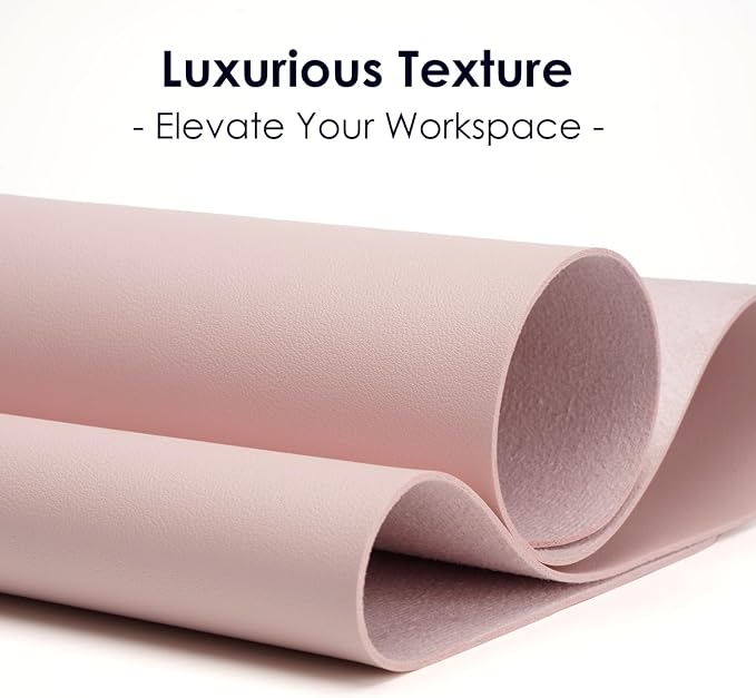 Leather Desk Pad Protector, Waterproof Mouse Pad, PU Desk Mat, Office Desk Cover, Desk Writing Mat for Office/Home/Work/Cubicle (Light Pink) 23.6x13.7 in