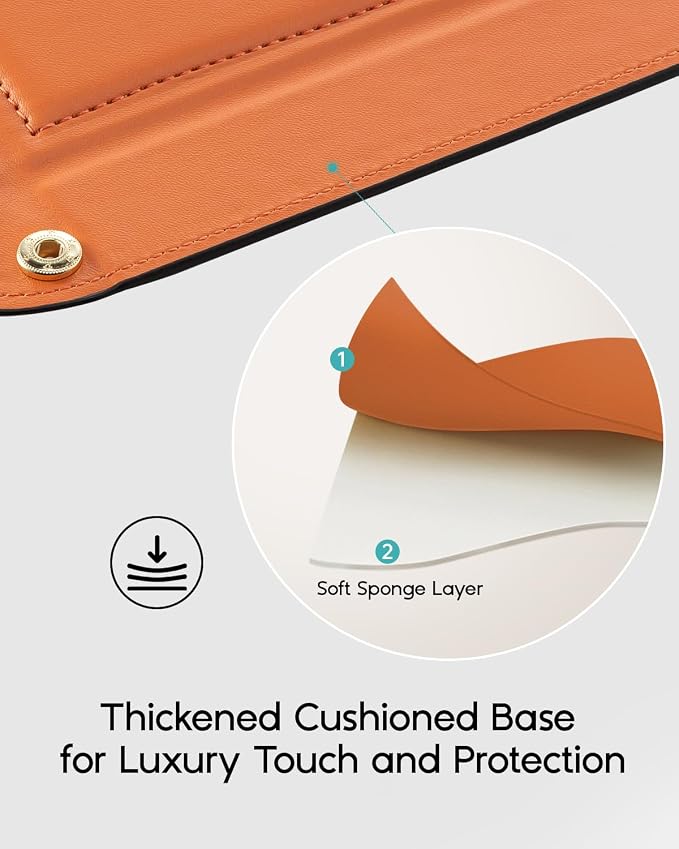 VLANDO Valet Tray, Foldable PU Leather Catchall Tray, Orange Black | Travel Valet Tray for Keys, Wallet, Watch, Phone and Glasses, Nightstand Dresser Desk Entryway Organizer for Men and Women