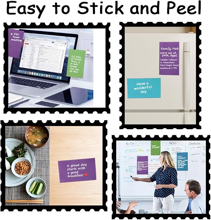 Sticky Notes 10 Pads Large 5 Colors Long Self-Stick Stickies Note Pads 3x5 50 Sheets Teacher Back to School Supplies and Oﬃce Products