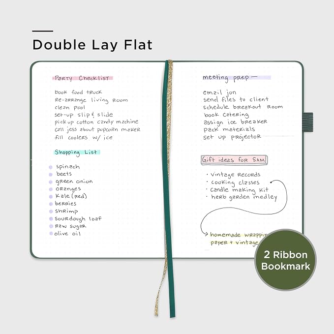 &And Per Se Dotted Journal Notebook, A5 Hardcover Aesthetic Dotted Notebook – 160 Pages 100gsm Thick Dot Grid Paper, 3 Sticker Sheets – Gift-Ready Journaling Kit for Women (Celestial Green)