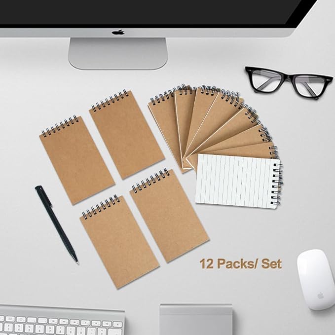 12 Pack 3x5" Mini Notebook, Small Spiral College Ruled Notepad for School | Pocket Notebook, Small Notebooks, Pocket Notepads, Lined Note Pads for Home Office Work Travel Meetings Travel Note Taking