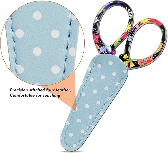 Classic 3.6" Sewing Scissors with Premium Leather Sheath-Hisuper Sharp Embroidery Scissors,Vintage Decorative Shears for Needlework,Cross Stitch,Crochet Accessories,Craft DIY Tool-Black Floral