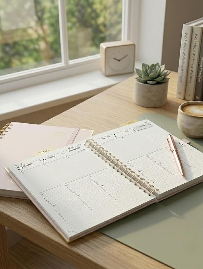 POPRUN 2026-2027 Weekly Planner 6.25" x 8.5" Weekly and Monthly Planner | Jul 2026 - Jun 2027 Daily Agenda Book with Hourly Schedule, Tabs, Hardcover, School and Office Supplies- Light Pink