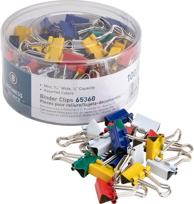Business Source Binder Clips Binder Clip, Mini 9/16 (Pack of 100)