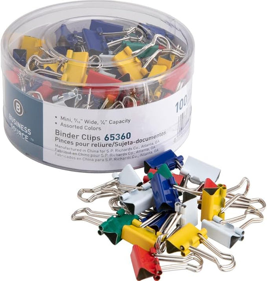 Business Source Binder Clips Binder Clip, Mini 9/16 (Pack of 100)