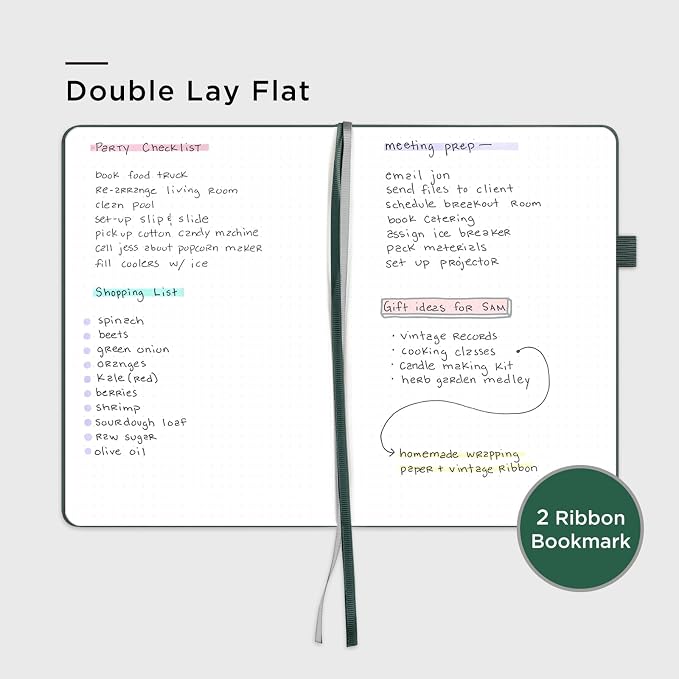 &And Per Se Dotted Journal – A5 Hardcover, Dot Grid Notebook for Planning & Journaling, 160 Pages 100gsm Paper, Stickers - 5.7”x8” (Dark Green)