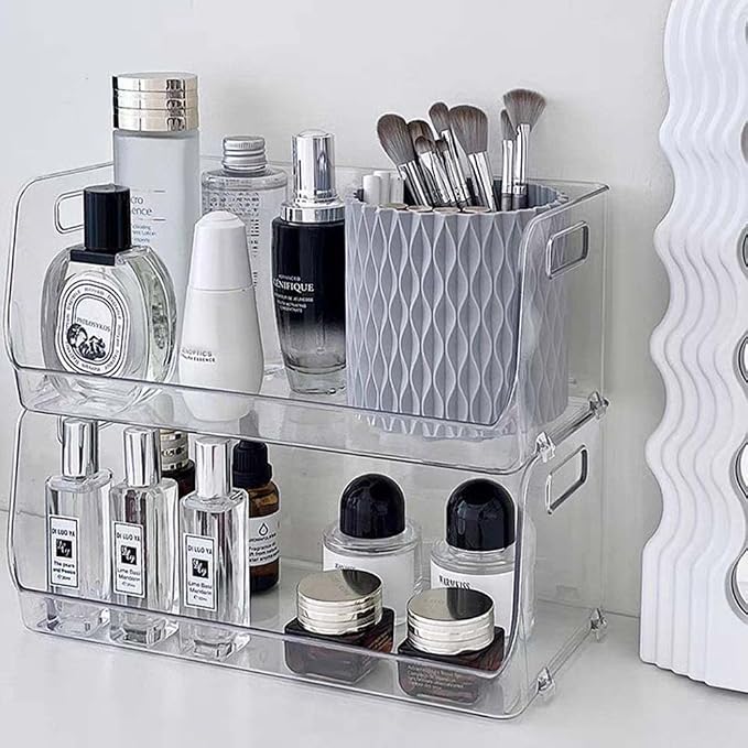 OWLFAVO Rotate Desk Organizer, Spinning Pen Holder Stationery, 360-Degree Pencil Accessories Storage Caddy Tray for College, Home, Office, Makeup Brush, 5 Compartments, Gray