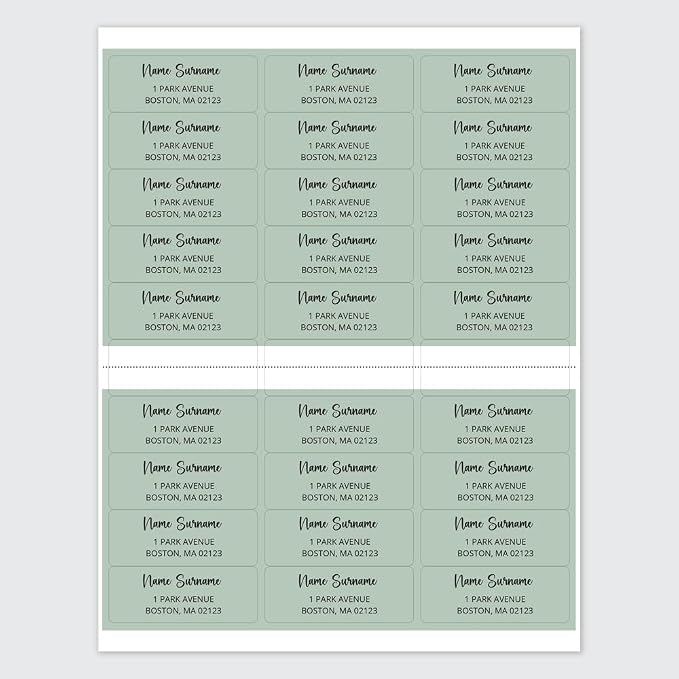Dotty about Paper Personalized Sage Green Colorblock - Return Address Labels x 100