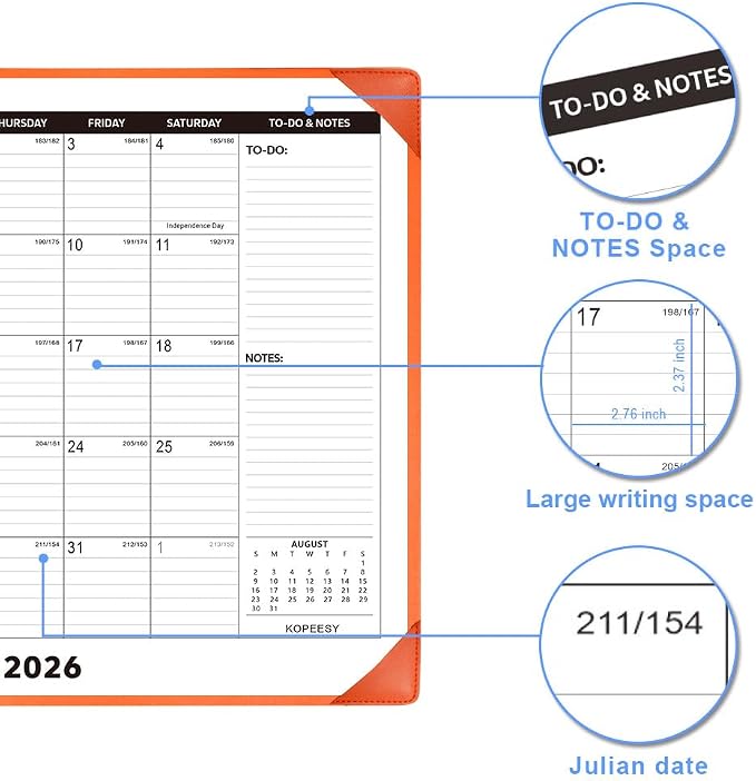 Large Desk Calendar 2026-2027 with Desktop Mat, KOPEESY 22" x 17" Desktop Calendar, 18 Mouths From July 2026 to December 2027, Office Supplies Desk Blotter Calendar for Home School and Office