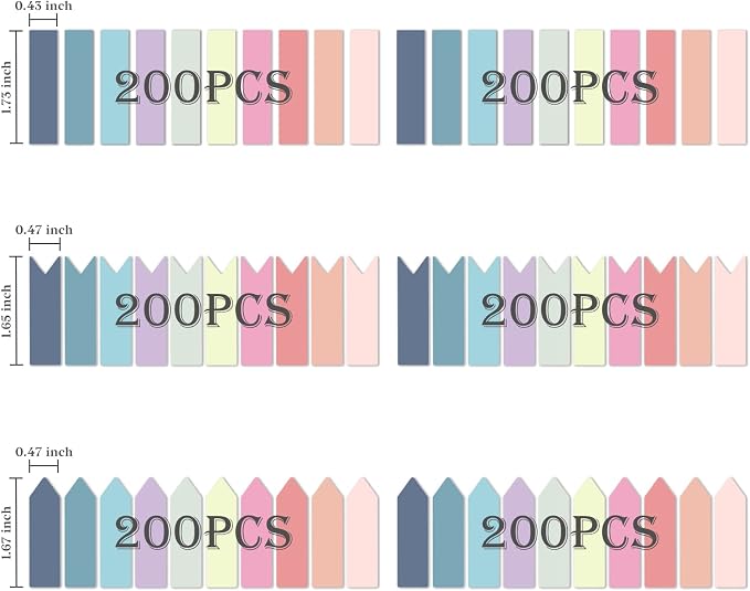 Temiary 1200 Pieces Transparent Sticky Index Tabs, Page Markers for Annotating, Translucent Morandi Arrow Flag Tab for Bookmarks Bible Tabs Notebook School Supplies