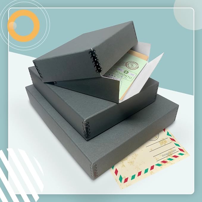 Golden State Art, Drop Front Archival Storage Box, Gray, 16.75x20.75x3 Inch | Acid-Free Museum Box with Metal Edge Corner, for Storing Artwork Photos Documents Prints Arts And Crafts