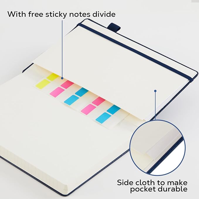 FOCUS DAY Lined Journal Notebook, 320 Pages Leather Hardcover Thick A5 College Ruled Thick Classic with Pen Loop, for Writing Women Men Office Work, 5.7'' X 8.4'', Pearlescent Purple