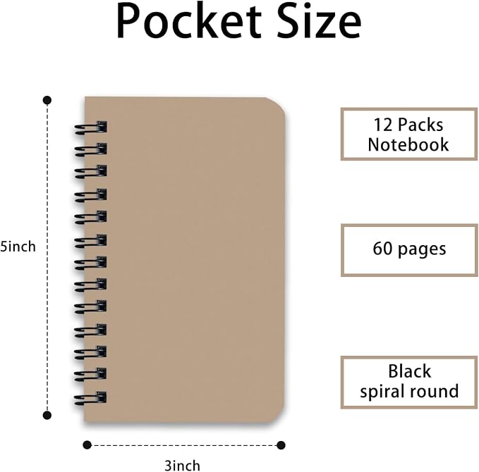 KTOJOY 6 Pack Spiral Notebook Small Pocket Notebook 3x5 Spiral Notepads With Lined Pages, Small Top Spiral Notebook Little Mini Memo Steno Note Pads for Outdoor Home Office College School