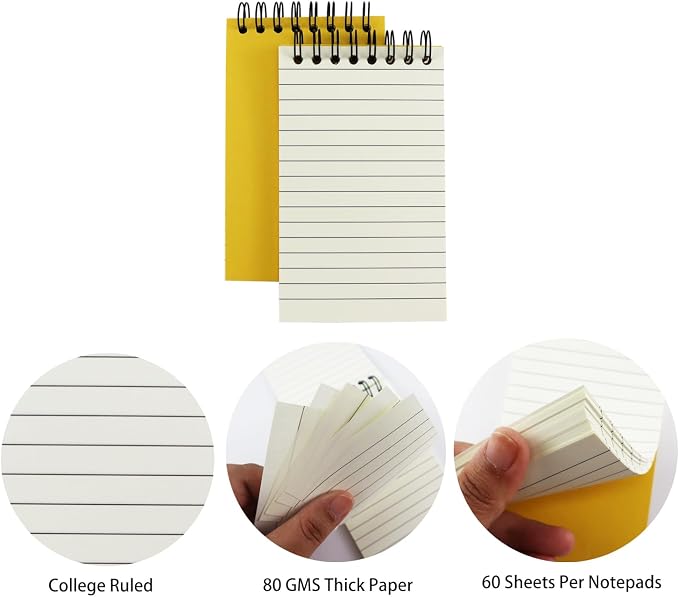 Small Spiral Notebook Set of 16,Mini 3x5 Pocket Notebook With Lined Pages, 60 Sheets Per Notepad, Memo Pads for Work, Home, Office, School, Gifts