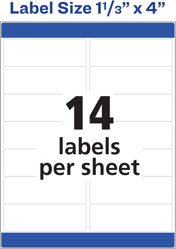 Avery Easy Peel Printable Address Labels with Sure Feed, 1-1/3" x 4", White, 1,400 Blank Mailing Labels (08462) (Pack of 5)