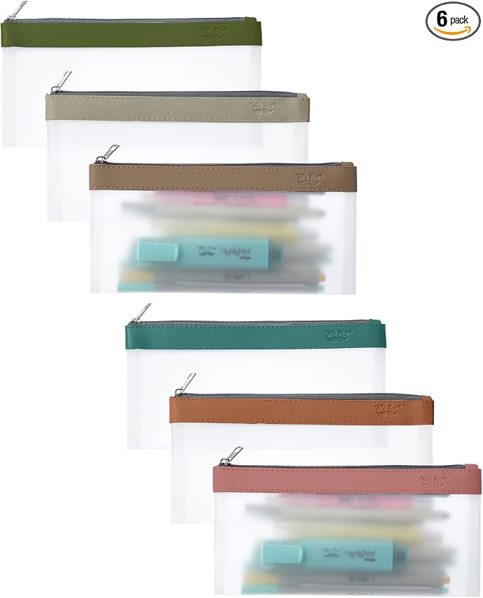 Mr. Pen- Clear Pencil Pouch, 8.50"x4.25", 6 Pack, Durable TPU Material | Medium Water-Resistant Pencil Bags with Smooth Zipper, Multipurpose Clear Pouch for Stationery, School, Office