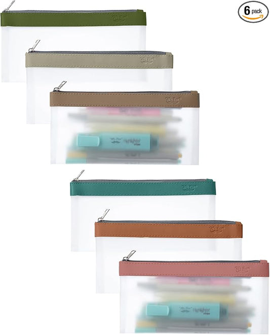 Mr. Pen- Clear Pencil Pouch, 8.50"x4.25", 6 Pack, Durable TPU Material | Medium Water-Resistant Pencil Bags with Smooth Zipper, Multipurpose Clear Pouch for Stationery, School, Office