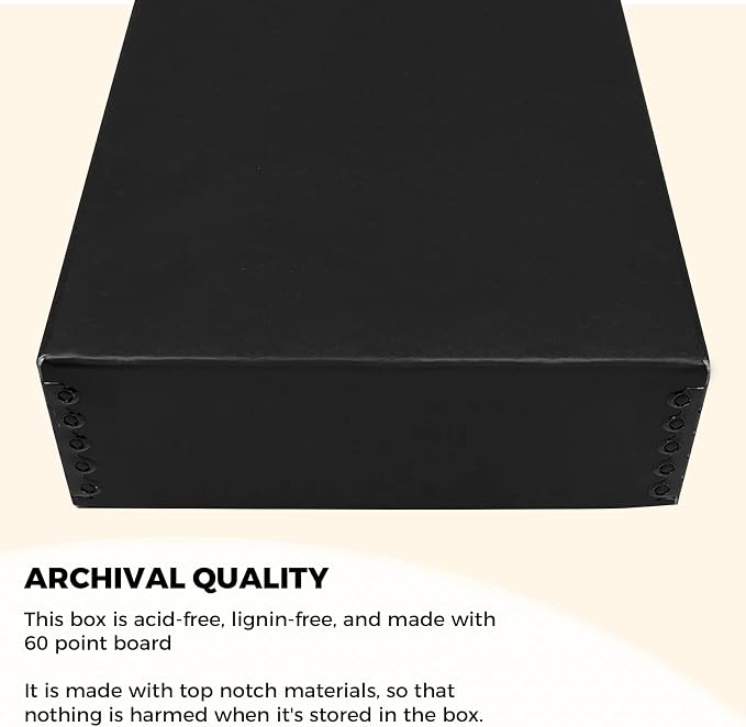 Golden State Art, Drop Front Archival Storage Box, 9.25"x11.75"x3"-Black | Acid-Free 8.5x11 Museum Photo Storage Box with Metal Edge, Preserve Documents, Prints, Poster, Photographs, Arts And Crafts