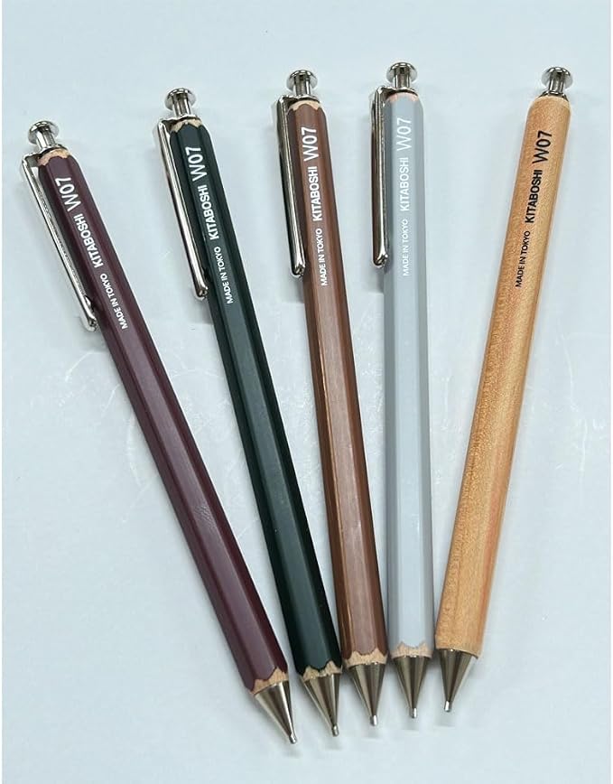 Kitaboshi 0.7mm Mechanical Pencil, Wooden Barrel, #0 2B, Black Lead, Dark Green, 1ea (W07-600DG)