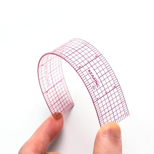 KEARING 6"x1" Pattern Grading Ruler - Clear 1.2mm Sandwich Line Plastic | Flexible 1.2mm plastic 6"x1" transparent grading ruler. Features zero centering scale & sandwich line printing for sewing