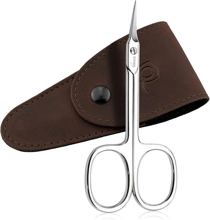 marQus Solingen Scissors - Cuticle Scissors Germany - Curved Blade, Nail Scissors Germany - Pedicure Beauty Grooming Kit for Nail, Eyebrow, Eyelash, Dry Skin - Nail sicssors, Brown Tower Point