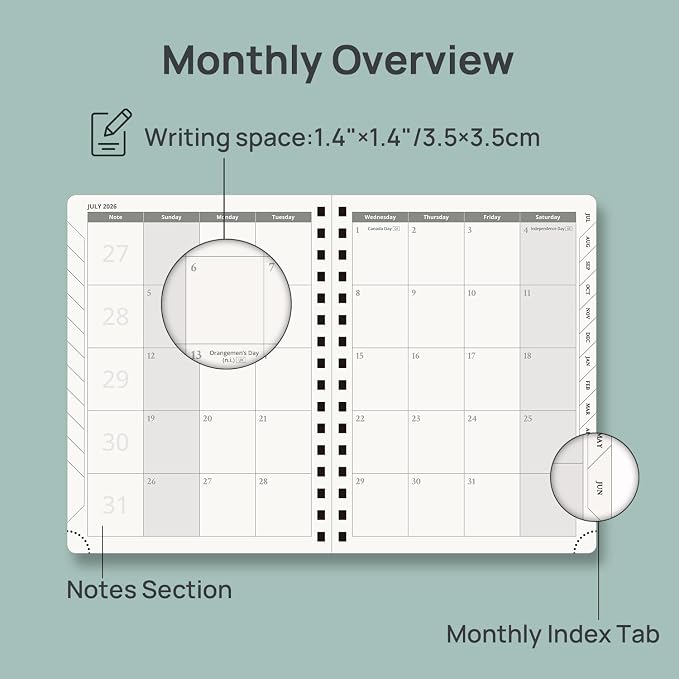 POPRUN 2026-2027 Weekly Planner 6.25" x 8.5" Weekly and Monthly Planner | Jul 2026 - Jun 2027 Daily Agenda Book with Hourly Schedule, Tabs, Hardcover, School and Office Supplies- Light Pink
