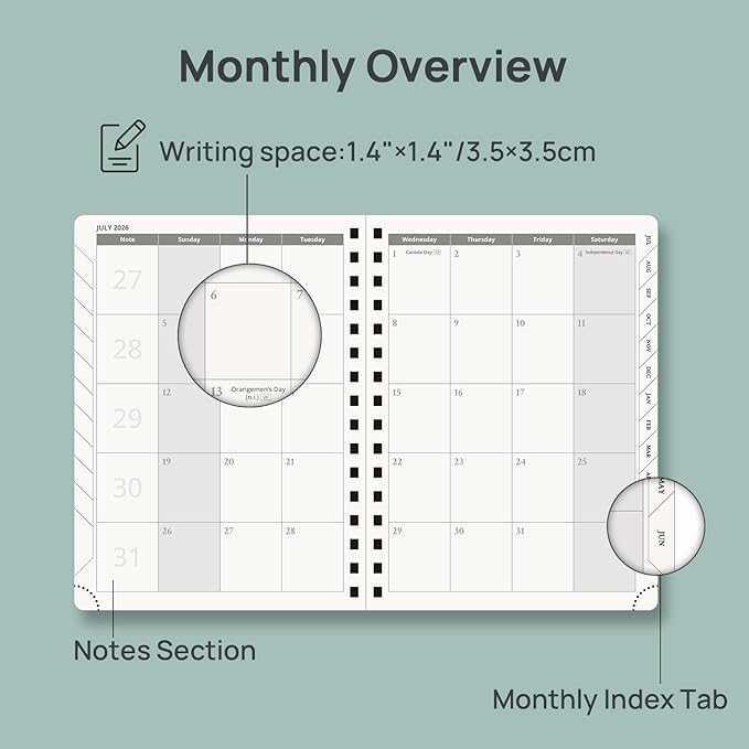 POPRUN 2026-2027 Weekly Planner 6.25" x 8.5" Weekly and Monthly Planner | Jul 2026 - Jun 2027 Daily Agenda Book with Hourly Schedule, Tabs, Hardcover, School and Office Supplies- Light Yellow