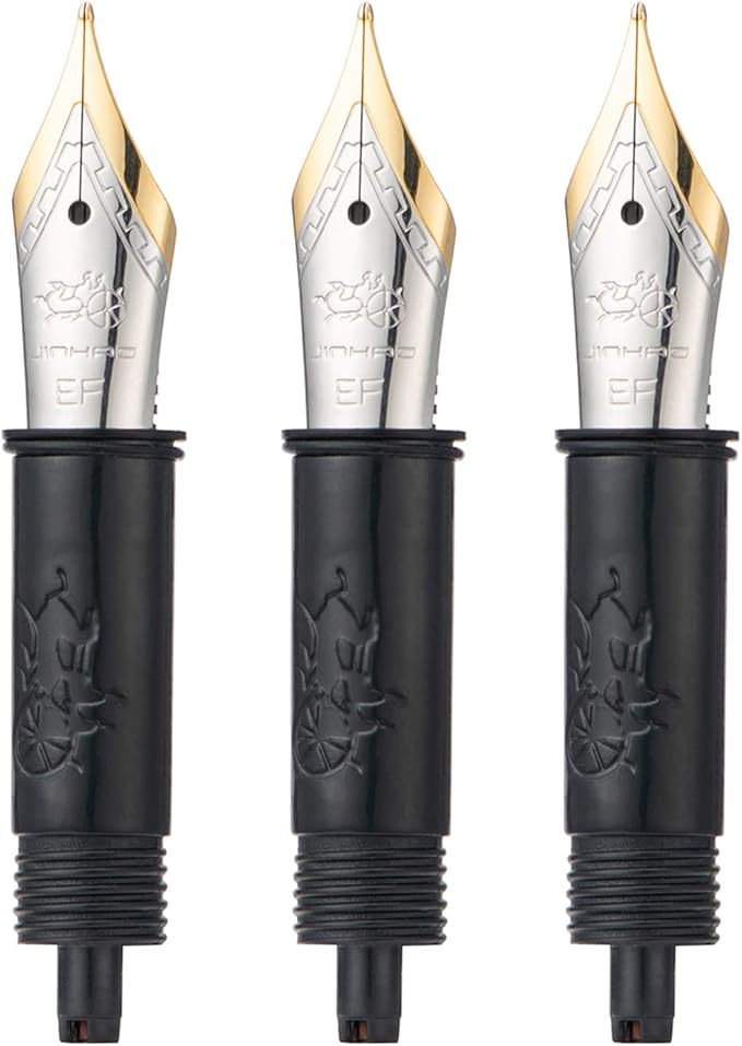 Set of 3 Jinhao 82 Fountain Pen Extra Fine Nib with Black Section Feed Gold Trim-Compatible with Jinhao 82, 88, 95, 82 Mini, 92, 100 Mini Fountain Pen