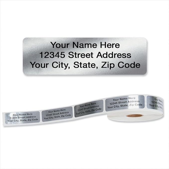 Colorful Images Personalized Return Address Labels | Silver Foil, 500 Count, Self-Adhesive Without Dispenser, Customize with Name & Shipping Address