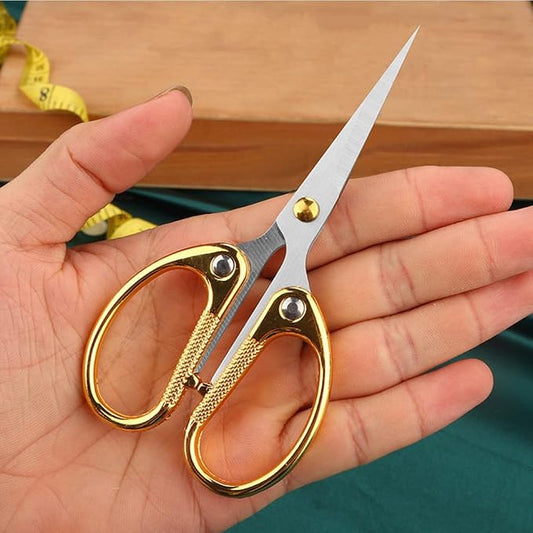 5" All Stainless Steel Office Scissors,Ultra Sharp Blade Shears,Sturdy Sharp Scissor for Office Home School Sewing Fabric Craft Paper All Purpose Scissors Gold