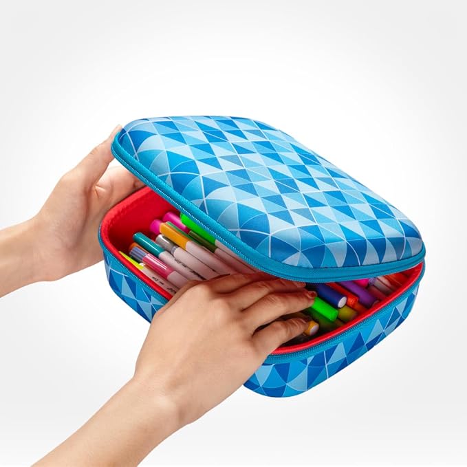 ZIPIT Jumbo Pencil Case, Cute Large Capacity Pencil Box Organizer, Blue
