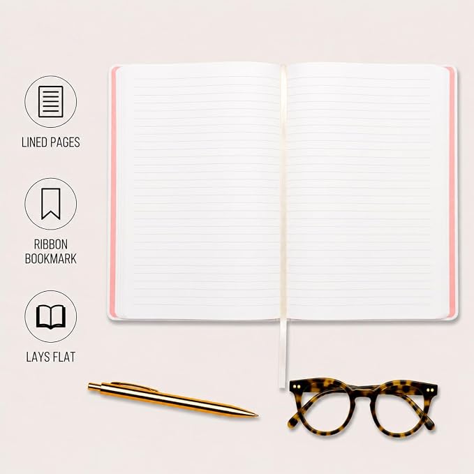 WORLD TRAVELER Large Lined Journal Notebook 256 Ruled White & Ivory Pages | Lay-Flat Binding, Gilded Page Edges Resist Wear, Reinforced Square Corners, Bleed-Resistant Smooth Paper