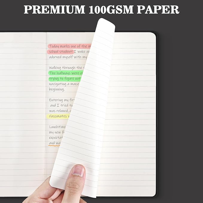 OMEYA Hardcover Journal Notebooks for Work: 8 Pack, A5 100gsm Lined Paper | Multicolor, 5.7" x 8.3", PU Leather Cover, Notebooks Bulk for Office, School, Meetings, Daily Plans and Personal Journaling