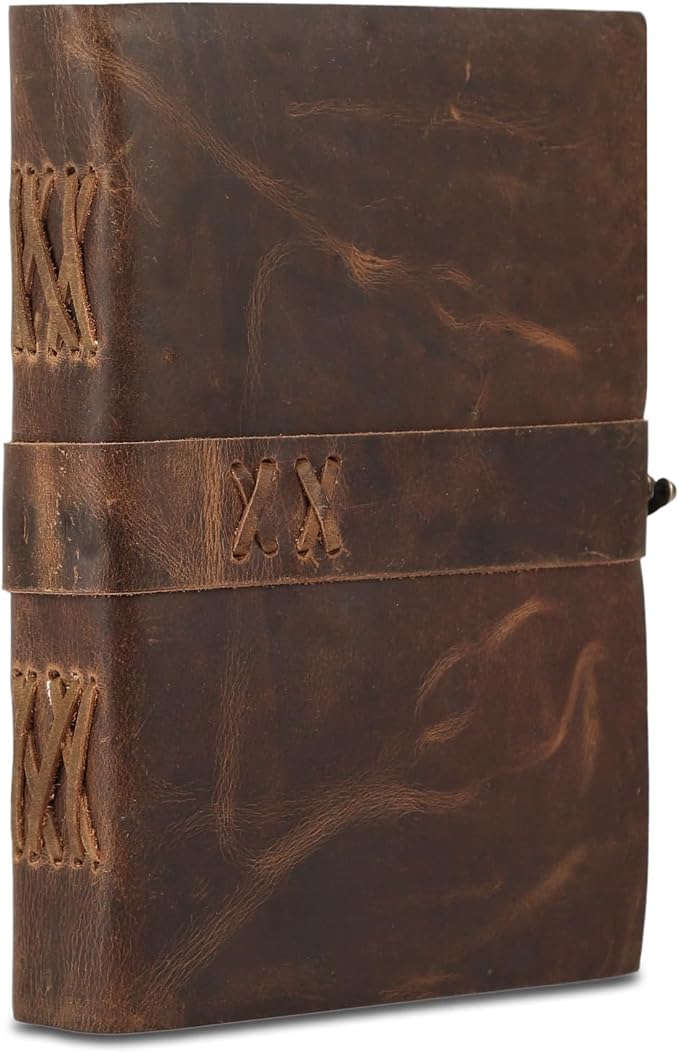 Vintage Leather Journal Handmade Buffalo Deckle Edge Paper – Leather Bound Journal for Women Men Vintage C-Lock Closure Ideal for Writing & Travel for Artists