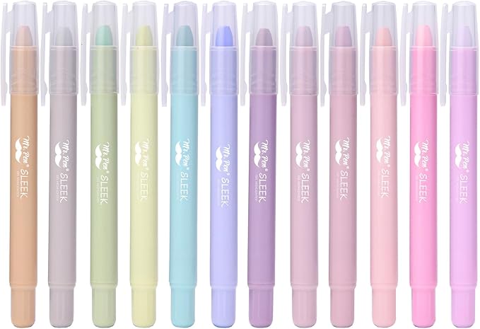 Mr. Pen- No Bleed Gel Highlighters, Morandi Colors, 12 Pack | Bible Highlighters and Pens No Bleed, Bible Markers for Study, Journaling, School Supplies and Accessories