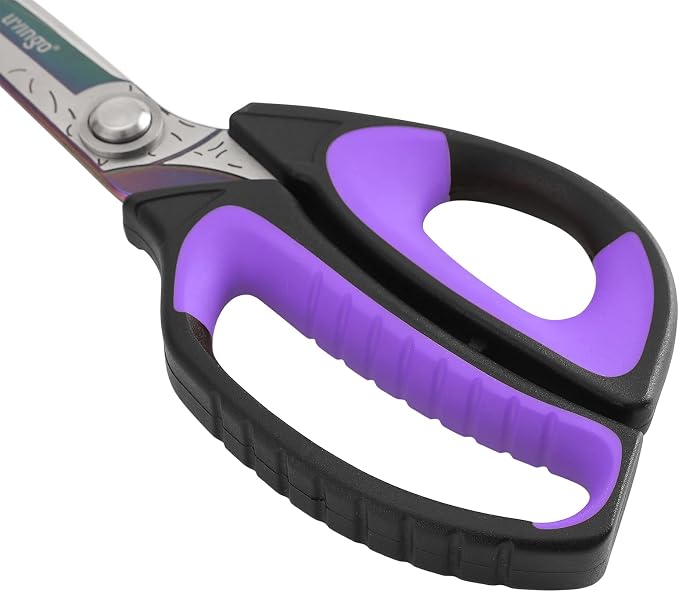 LIVINGO 10" Heavy Duty Multipurpose Shears for Shop & Garden (Black/Purple) | Forged Stainless Steel With Titanium Coating Cuts Fabric, Cardboard, Pruning Branches, Household Materials, Rust-resistant