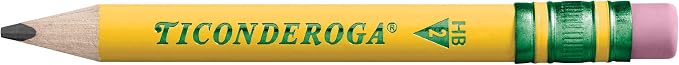 Ticonderoga My First Half-Size Wooden Pencils, 12 Pencils/Pack, 1 Pack | Large Triangle-Barrel Pre-Sharpened #2 (HB) Short 4.5" Yellow Pencils with Erasers, X33012