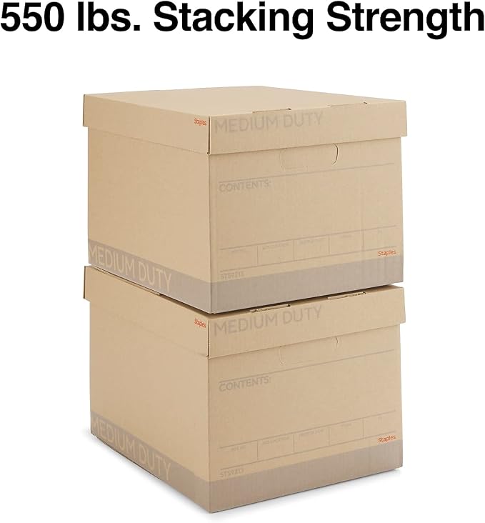 STAPLES Medium Duty 100% Recycled Storage Boxes Letter/Legal Size 12/Pack