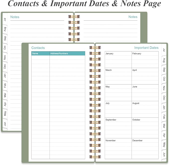 2026-2027 Pocket Planner/Calendar - 2026-2027 Planner from July 2026 - June 2027, Planner 26-27 with 12 Tabs, Twin-Wire Binding, Inner Pocket, 3.75" x 6.75, Green