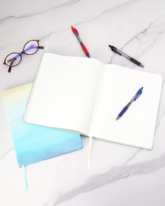 WORLD TRAVELER Large Lined Journal Notebook 256 Ruled White & Ivory Pages | Lay-Flat Binding, Gilded Page Edges Resist Wear, Reinforced Square Corners, Bleed-Resistant Smooth Paper