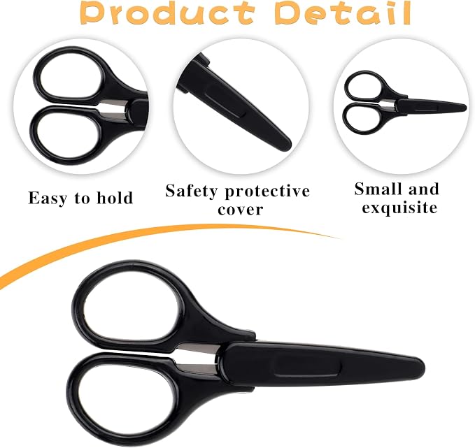 3Pcs Small Craft Scissors Sharpest Precise Stainless Steel Cutting Scissor All Purpose Craft Scissors with Protective Cover for Paper Cutting Sewing Crafting Cross Stitch Crochet(Pink Purple Black)
