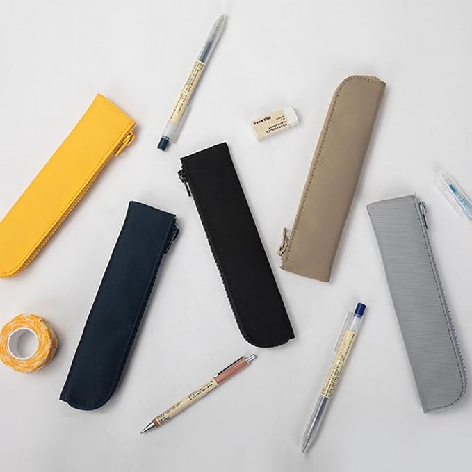 Slim Pencil Case Small Pencil Pouch Pen Case (Yellow/OF)