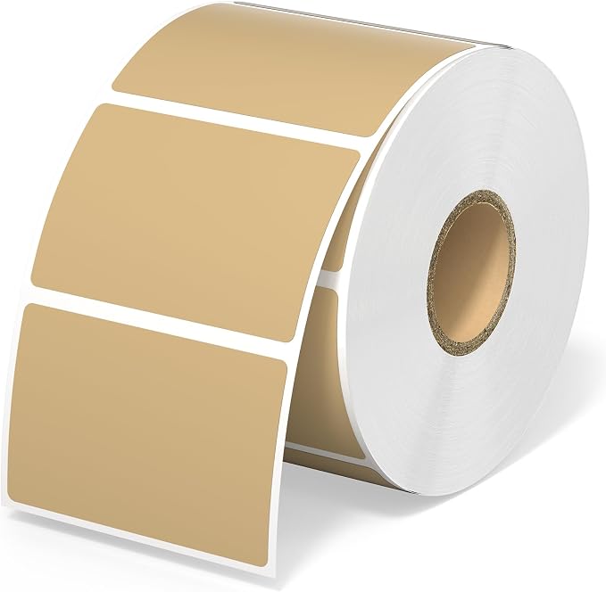 MUNBYN 2.25x1.25 Thermal Labels, 1000 Sheets/Roll, Brown | Strong Adhesive, Non BPA&BPS for Small Business, Shipping,Mailing, Bakery, Price Tag