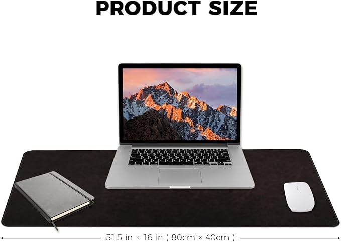 CHEERYGOO Leather Desk Pad Protector, Mouse Pad, Office Desk Mat, Non-Slip PU Leather Desk Blotter, Laptop Desk Pad, Waterproof Desk Writing Pad for Office and Home 31.5"x 15.7" L Black